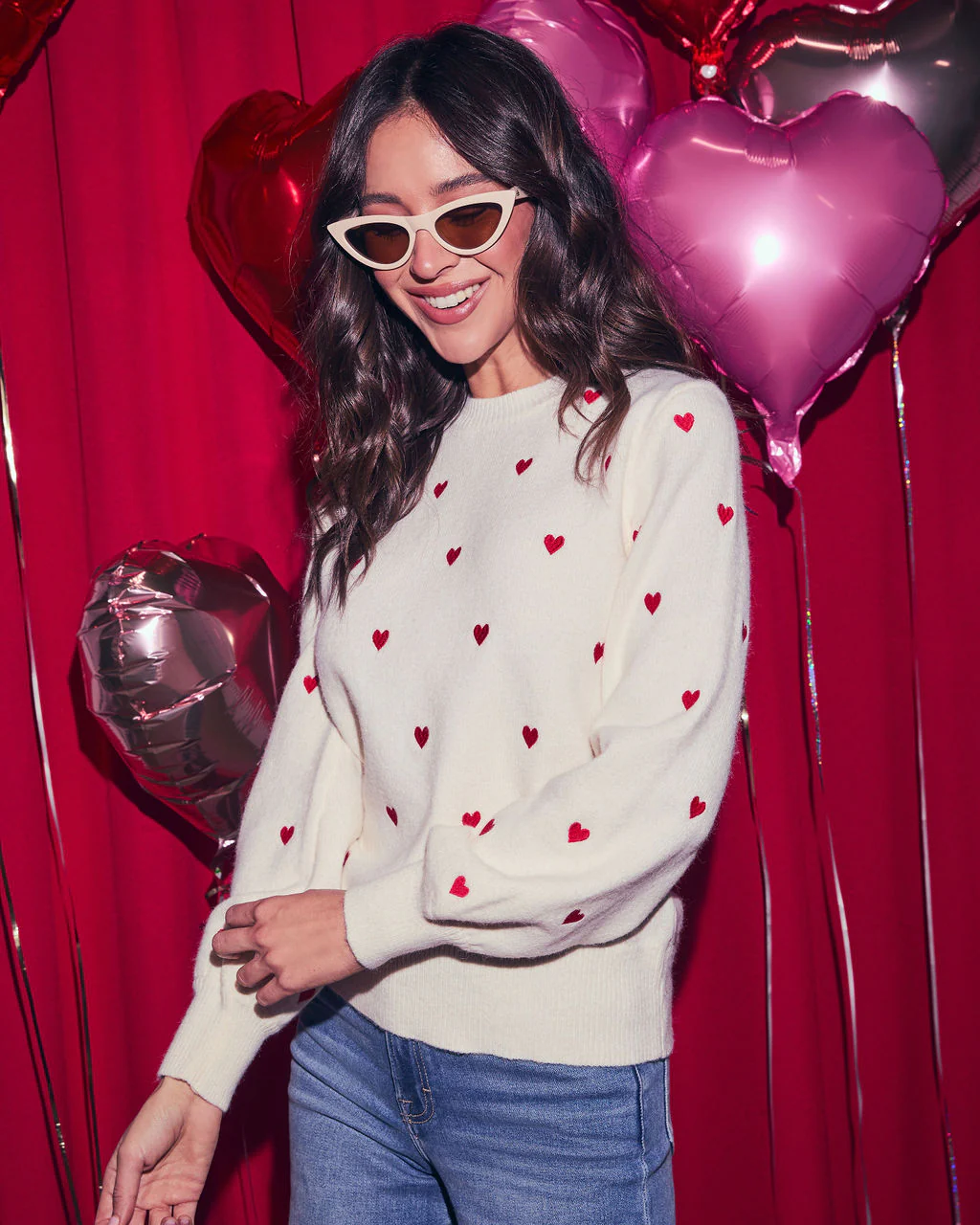 Lots To Love Embroidered Mini Heart Sweater