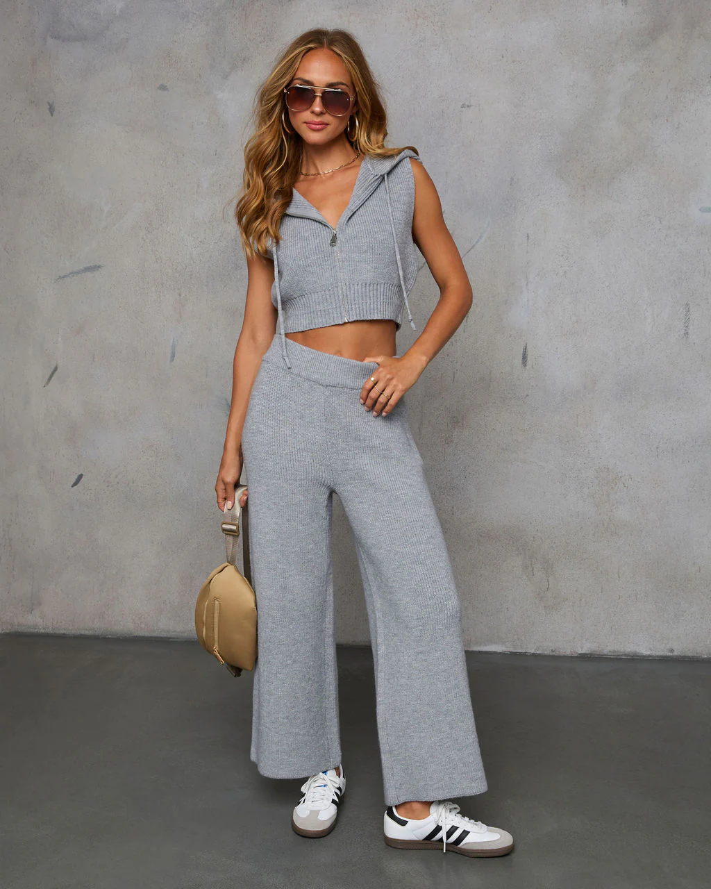 Woodrose Sleeveless Zip Up Sweater