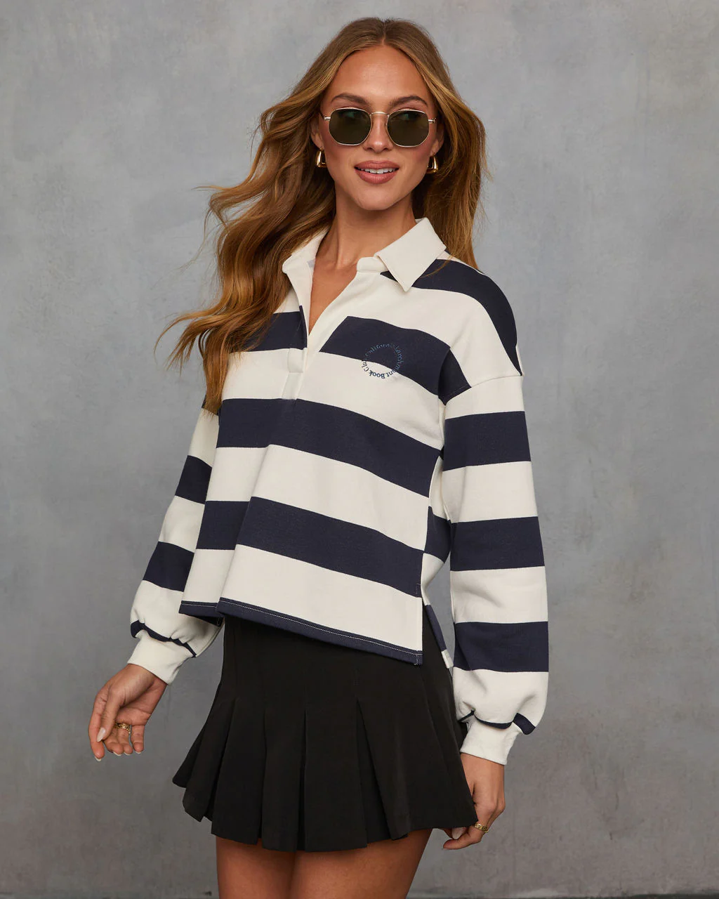 Lotte Striped Popover Polo Shirt