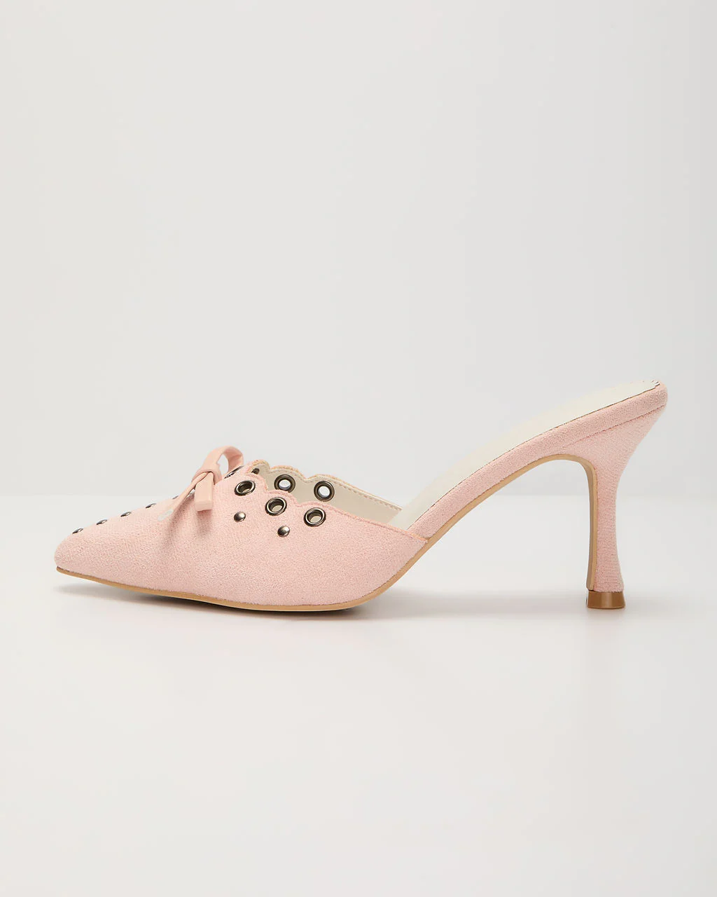 Mara Grommet and Bow Pointed Toe Mules