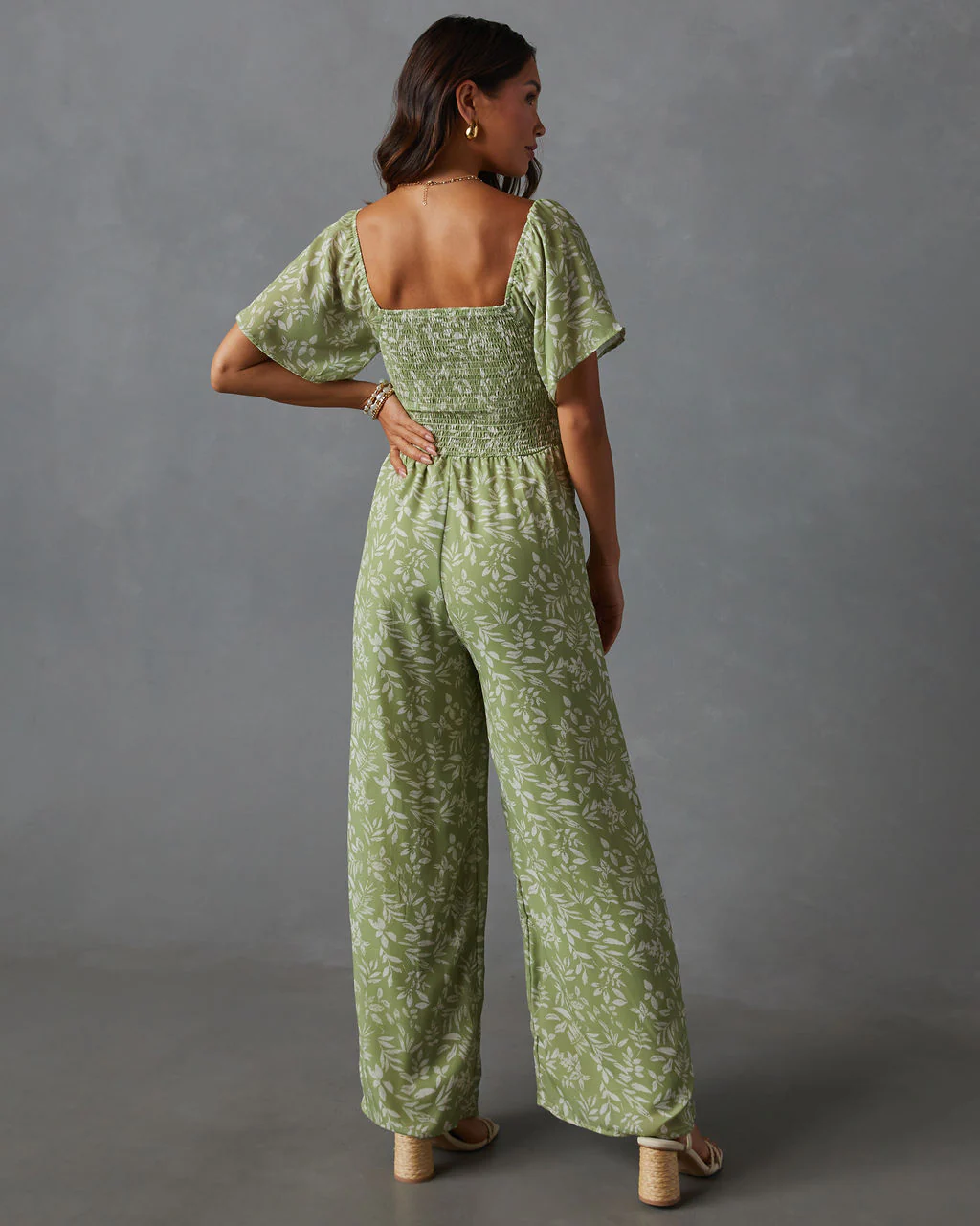 Primrose Floral Smocked Tie Front Jumpsuit