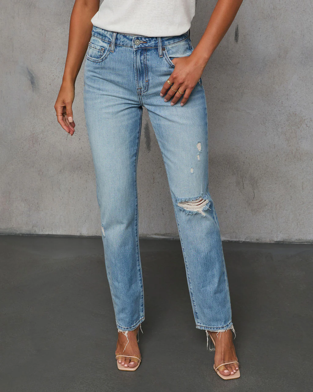 Grazie Cropped High Rise Distressed Jeans