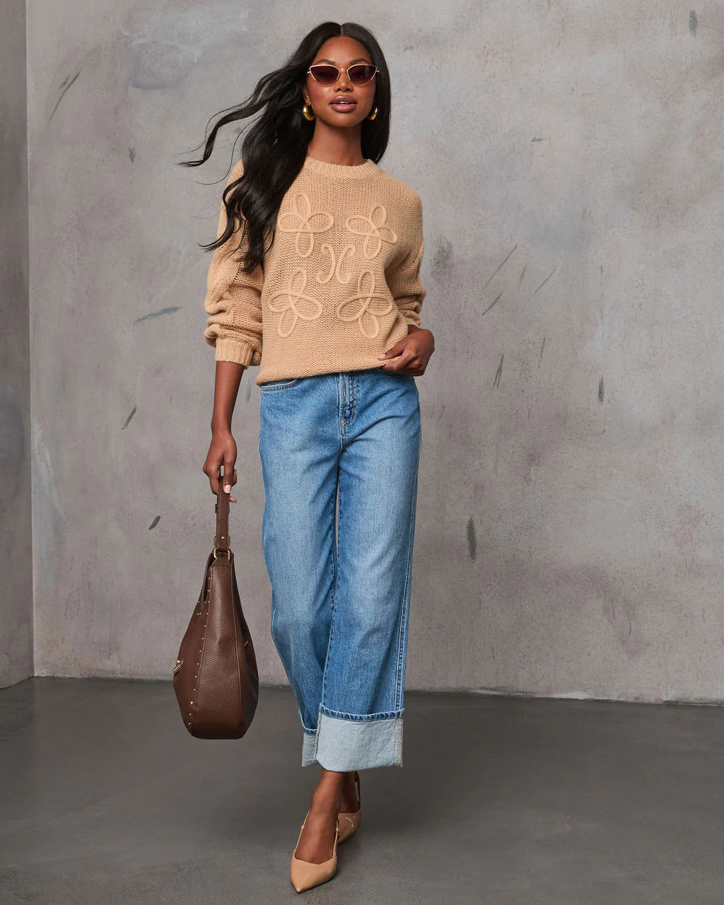 Natalee Embroidered Crew Neck Sweater