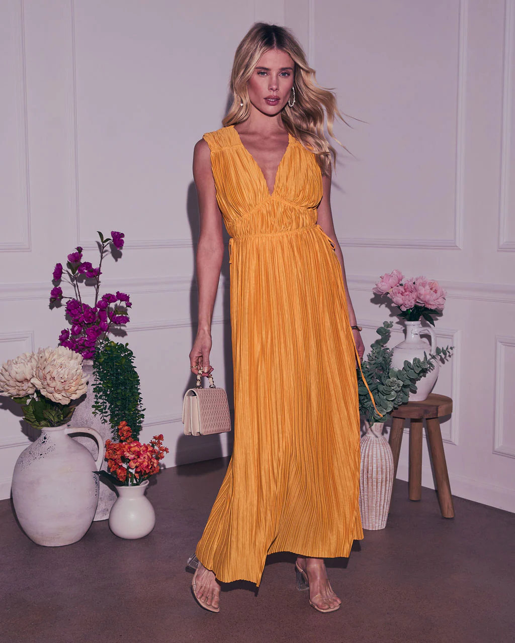 Meriah Plisse Maxi Dress