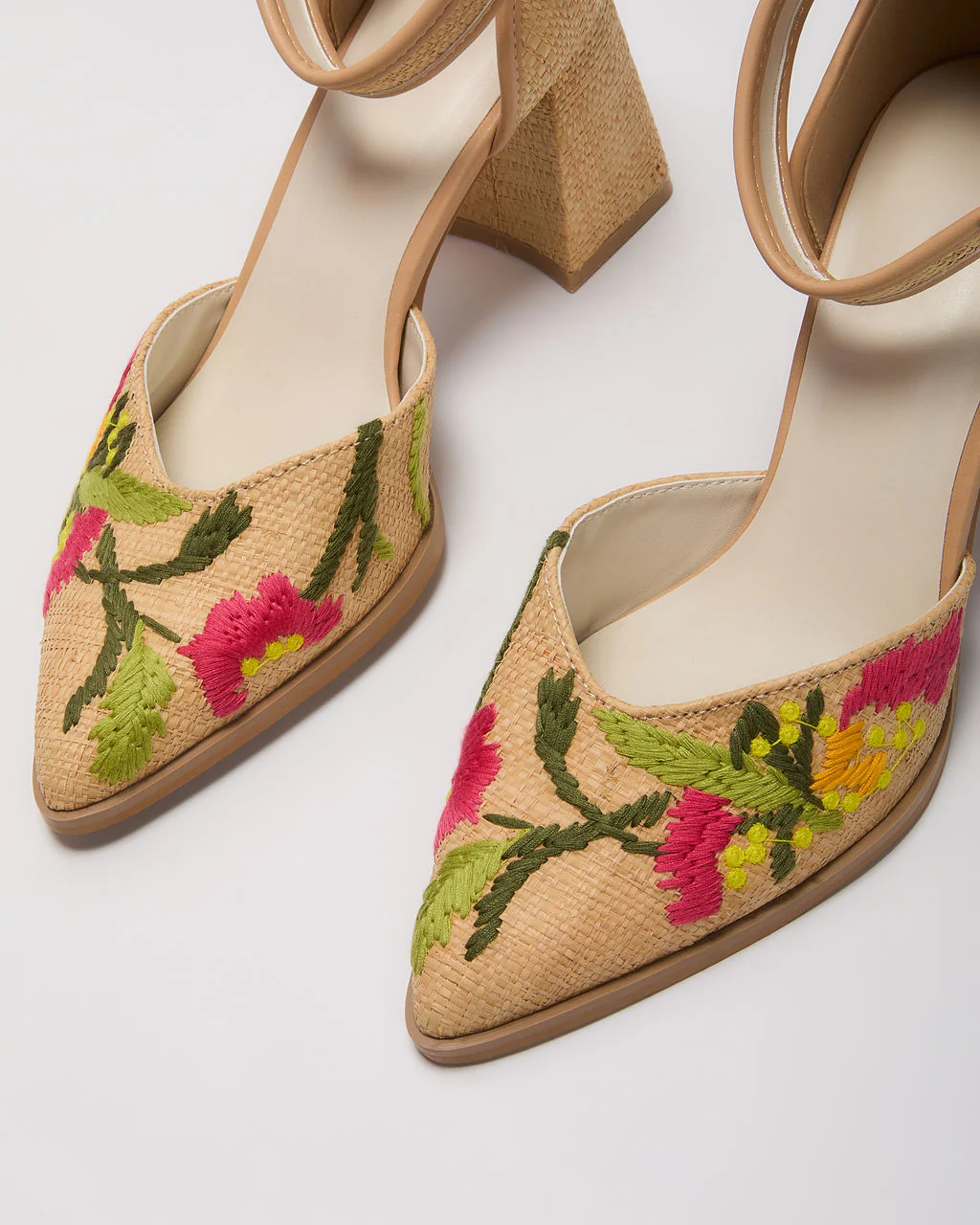 Monet Embroidered Floral Chunky Heels