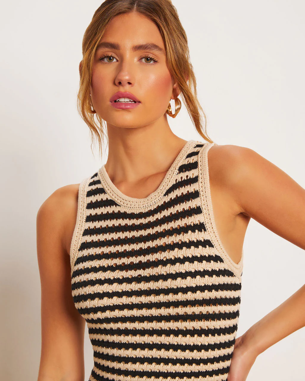 Nellie Striped Crochet Coverup Midi Dress