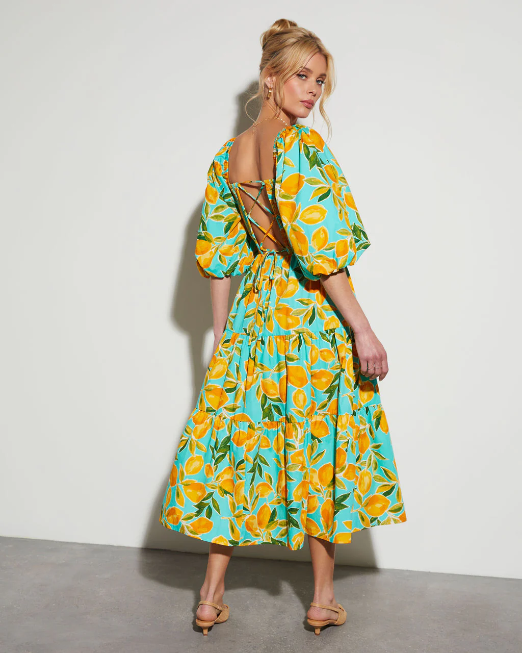 Summer in Amalfi Puff Sleeve Midi Dress
