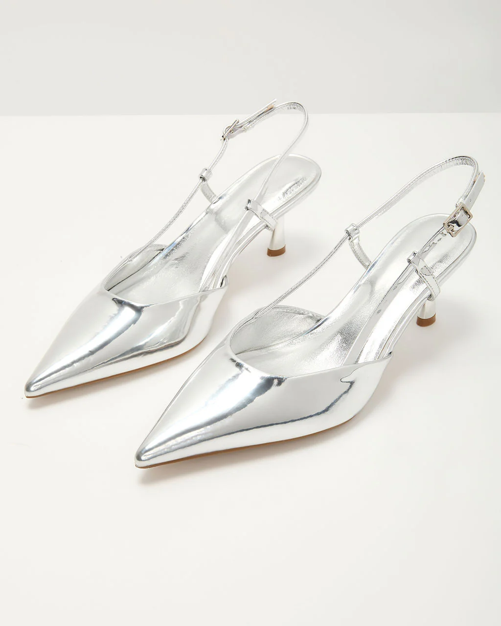 Kassie Metallic Slingback Kitten Heels
