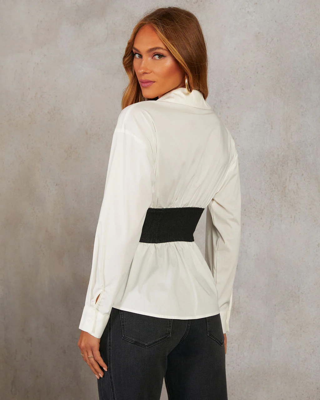 Gabby Button Down Wrap Bodice Top
