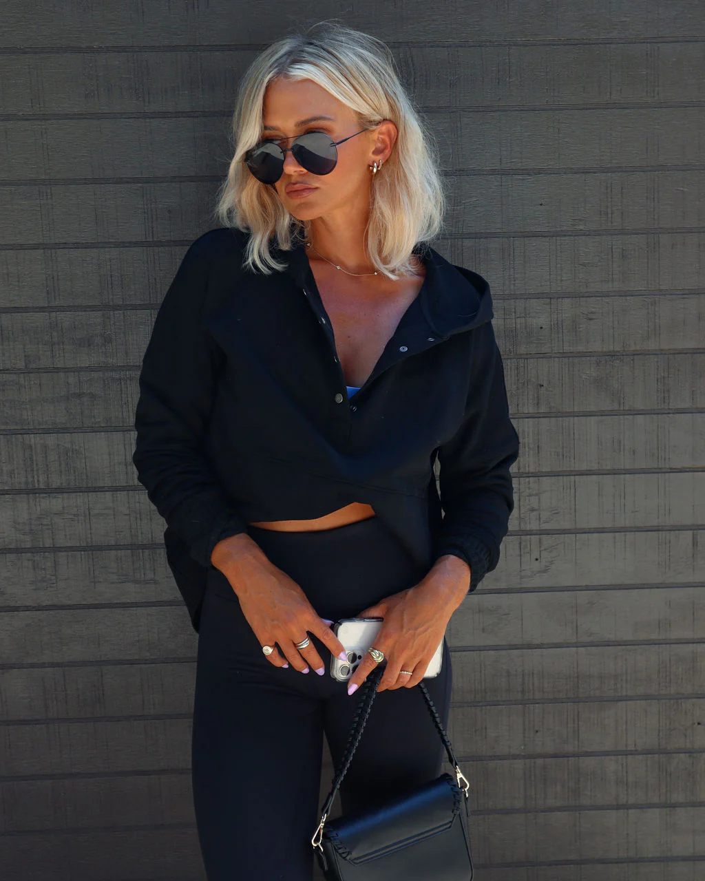 Mindful Cotton Pocketed Henley Hoodie