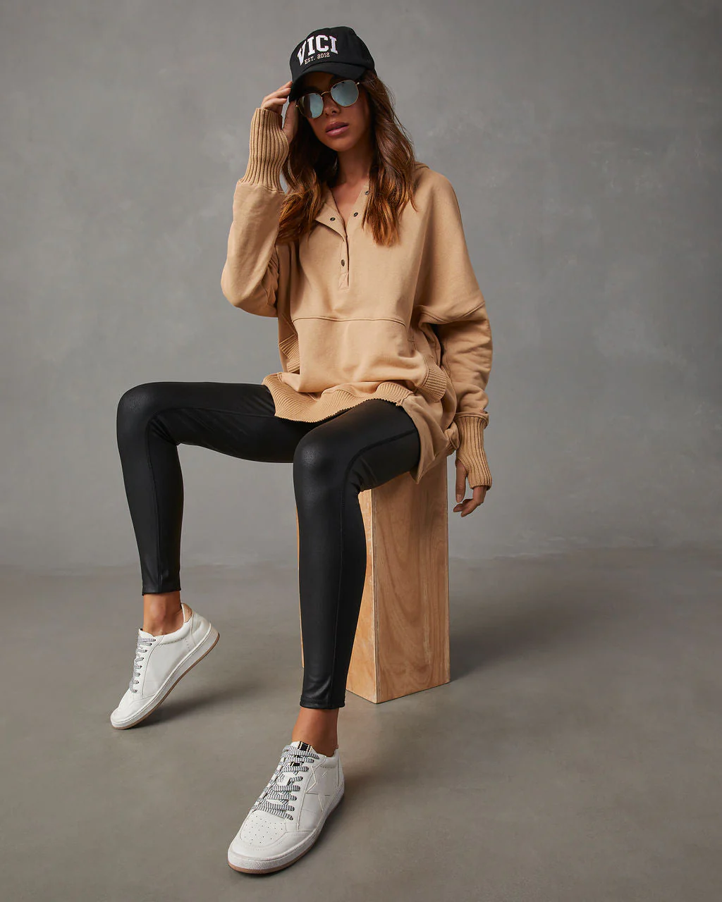 Mindful Cotton Pocketed Henley Hoodie