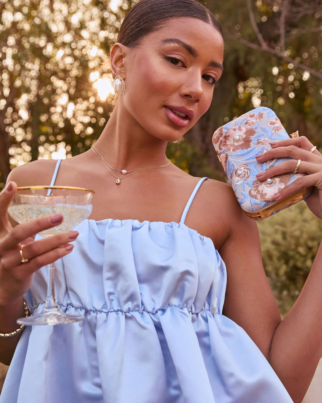 Spring Whispers Satin Babydoll Mini