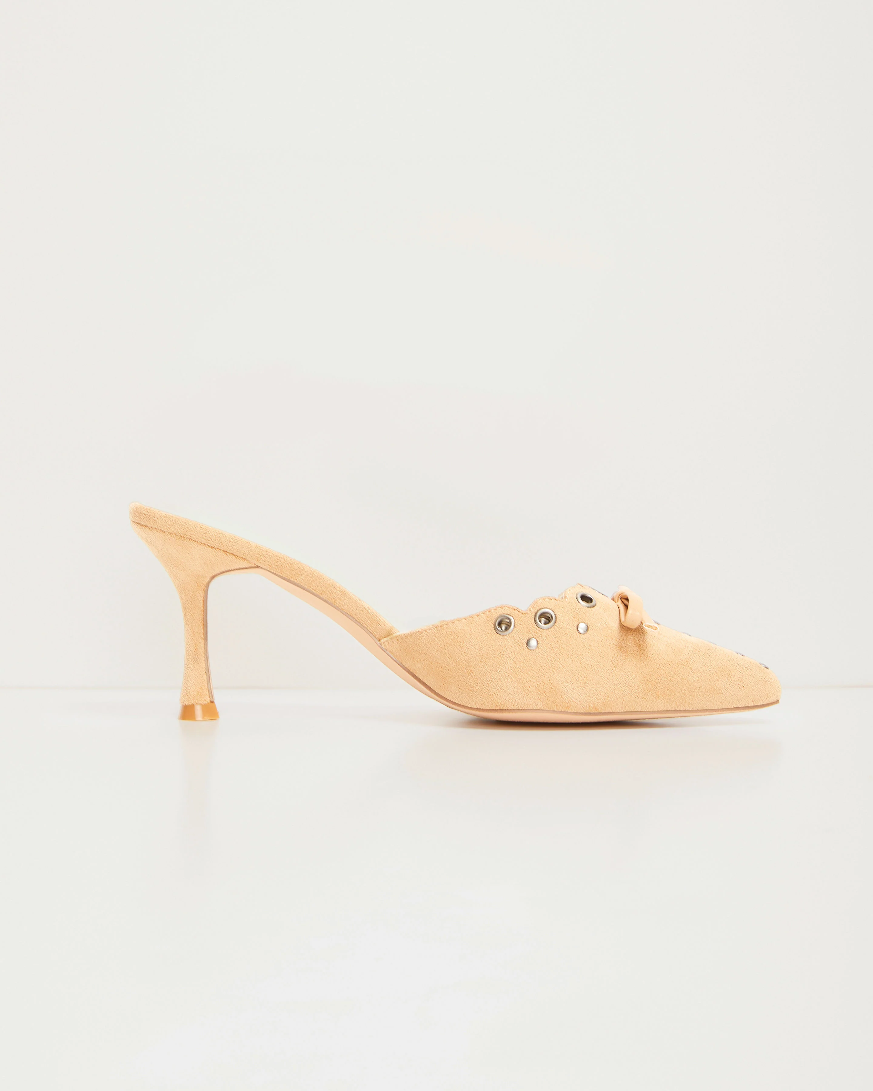 Mara Grommet and Bow Pointed Toe Mules