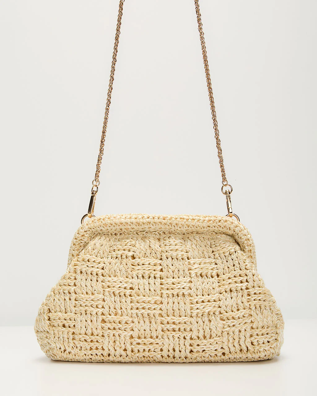 Ruma Woven Straw Pouch Clutch