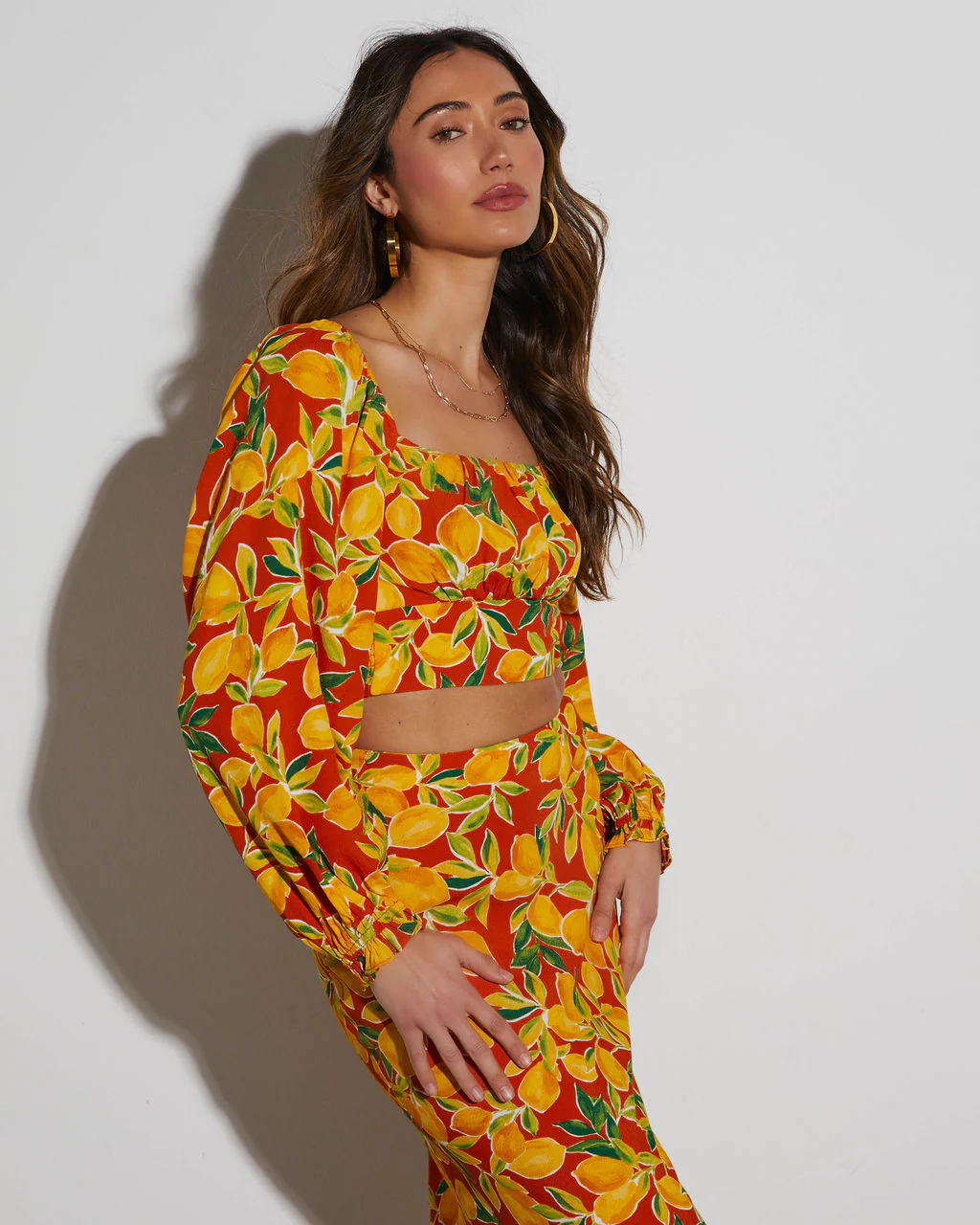 Lemon Spritz Long Sleeve Crop Top