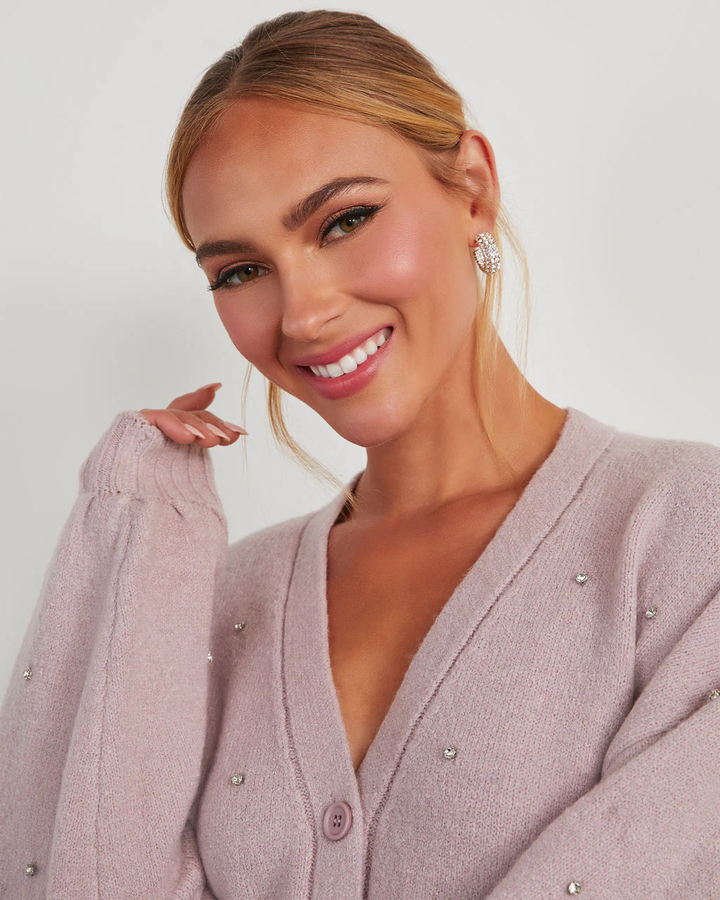 Calise Rhinestone Open Hoop Earrings