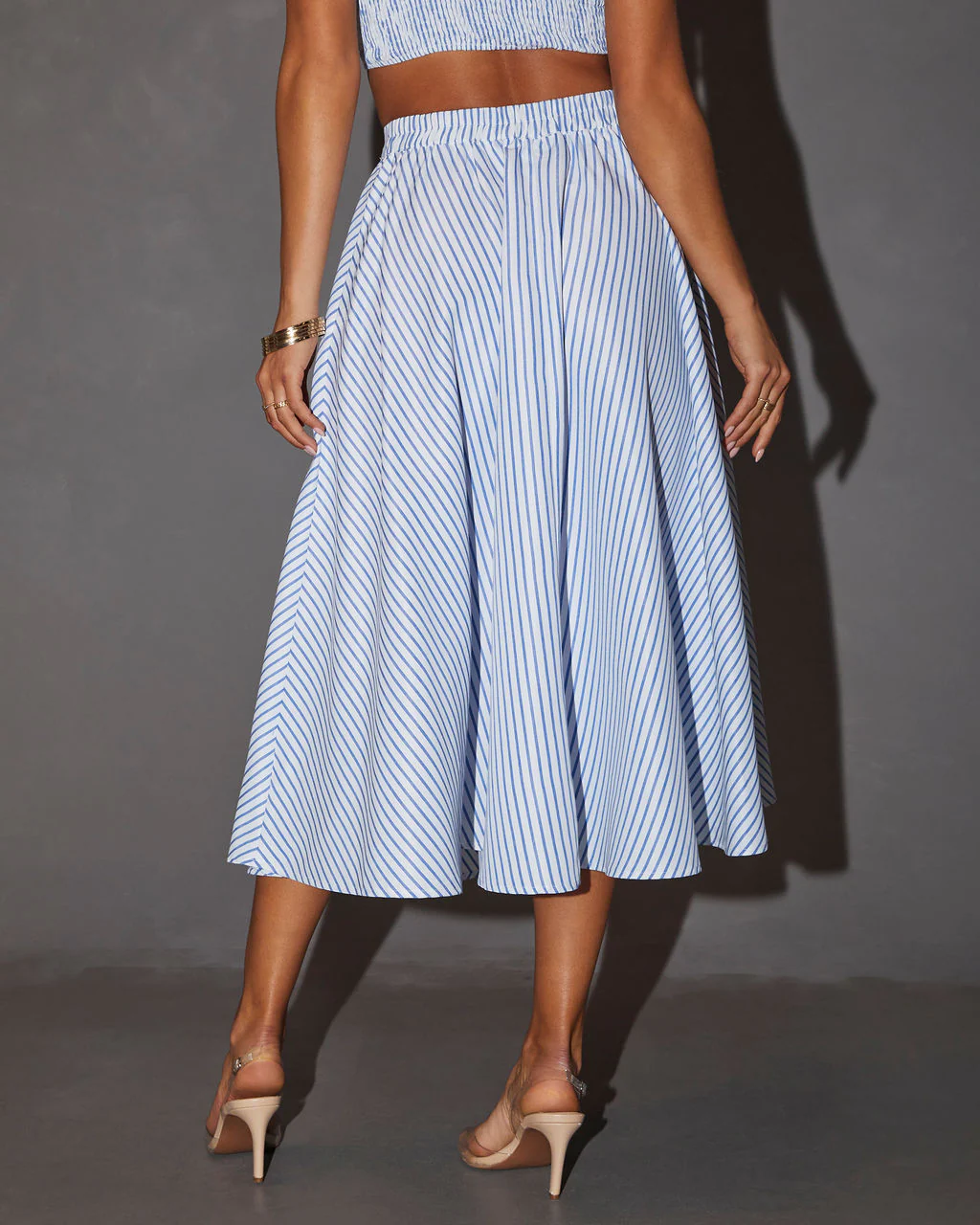 Lorie High Waisted Striped Midi Skirt