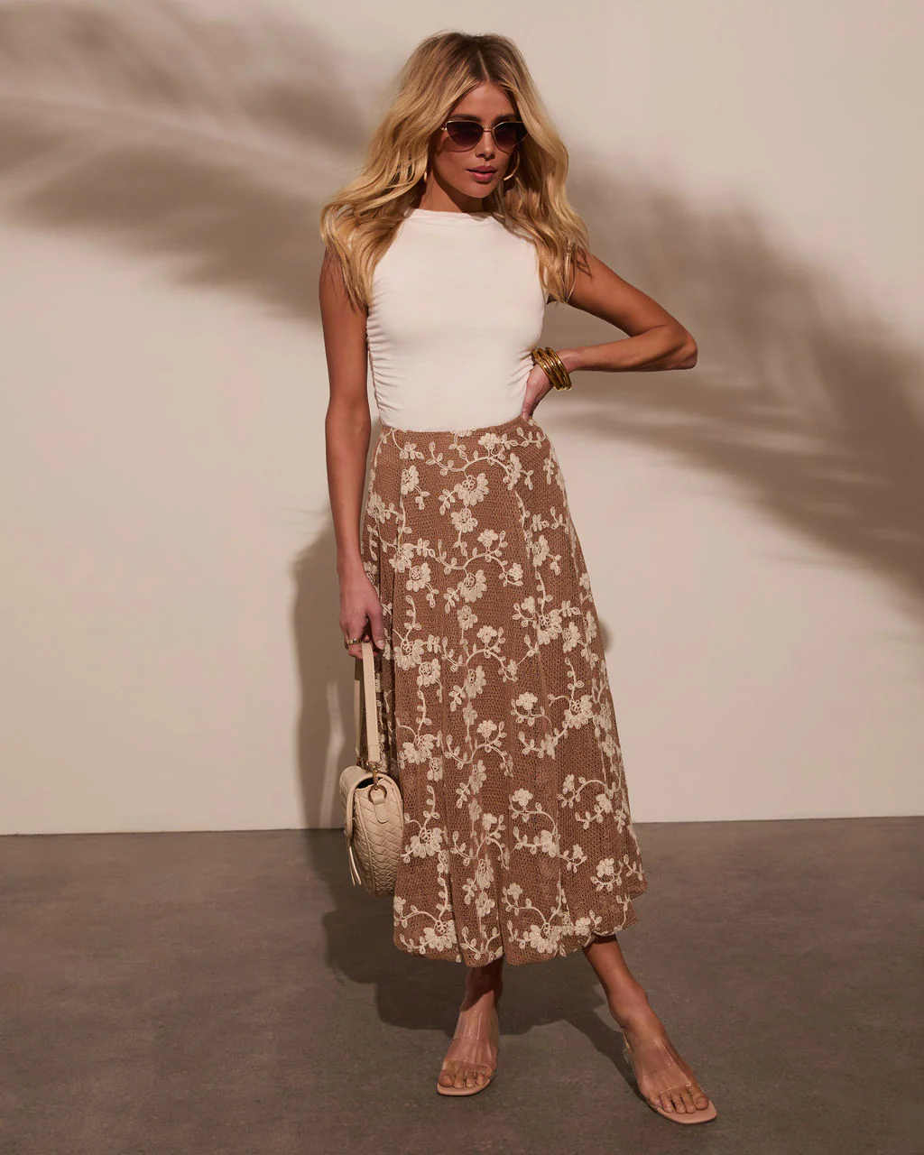 Tova Crochet Floral Midi Skirt