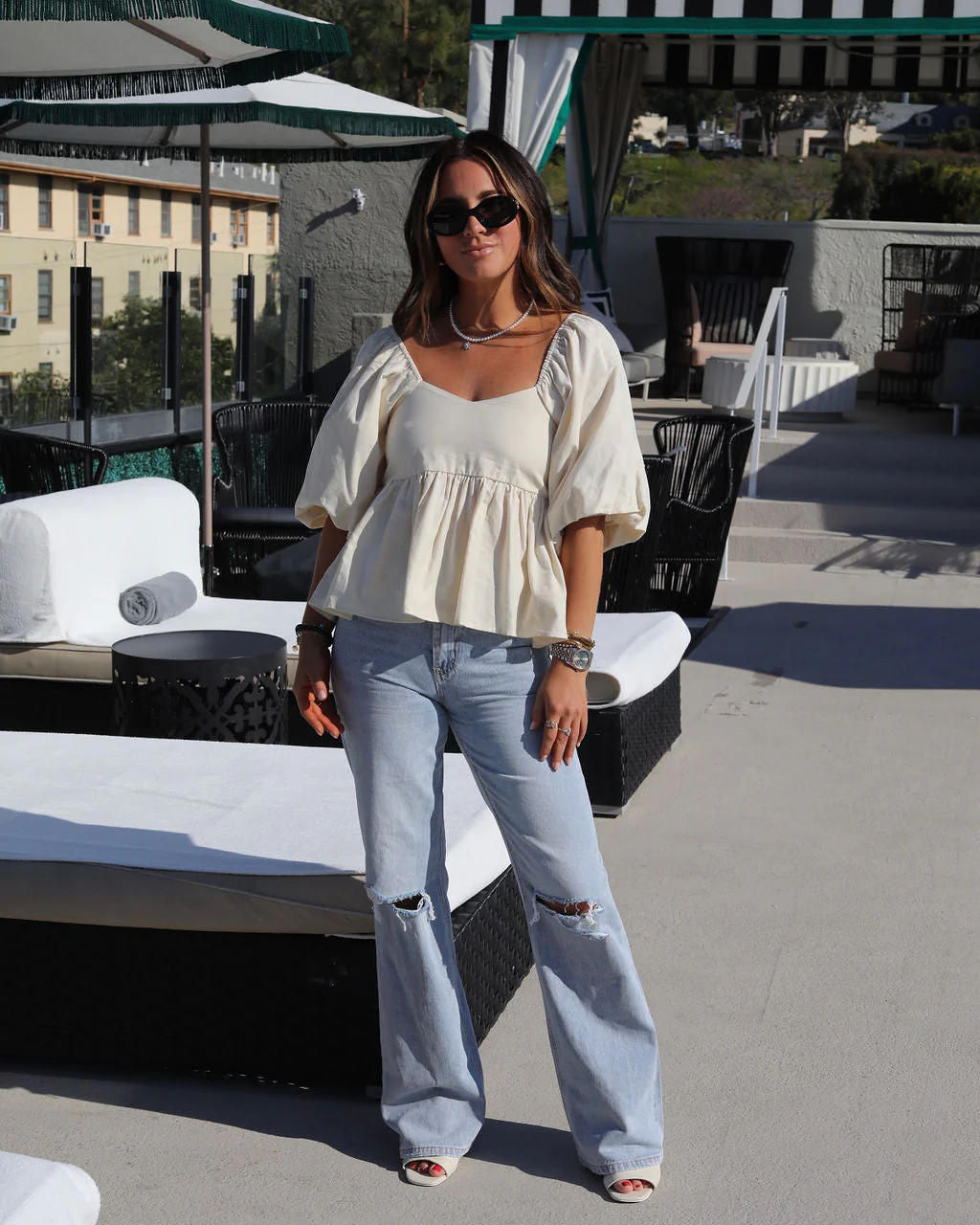 Valentina Cotton Puff Sleeve Babydoll Top