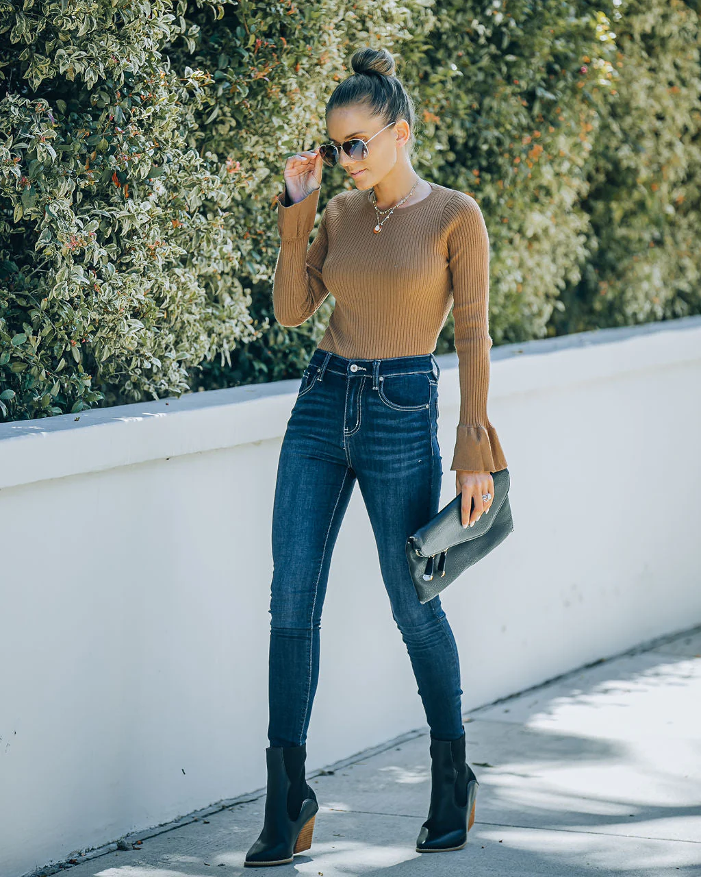 Esen Ribbed Bell Sleeve Knit Sweater