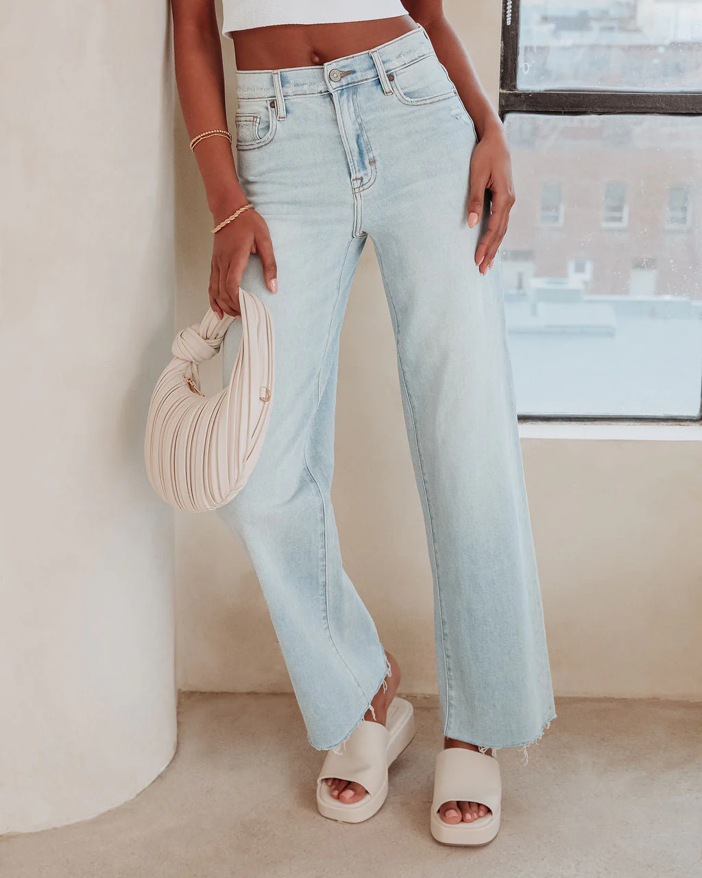 Logan High Rise Stretch Wide Leg Jeans