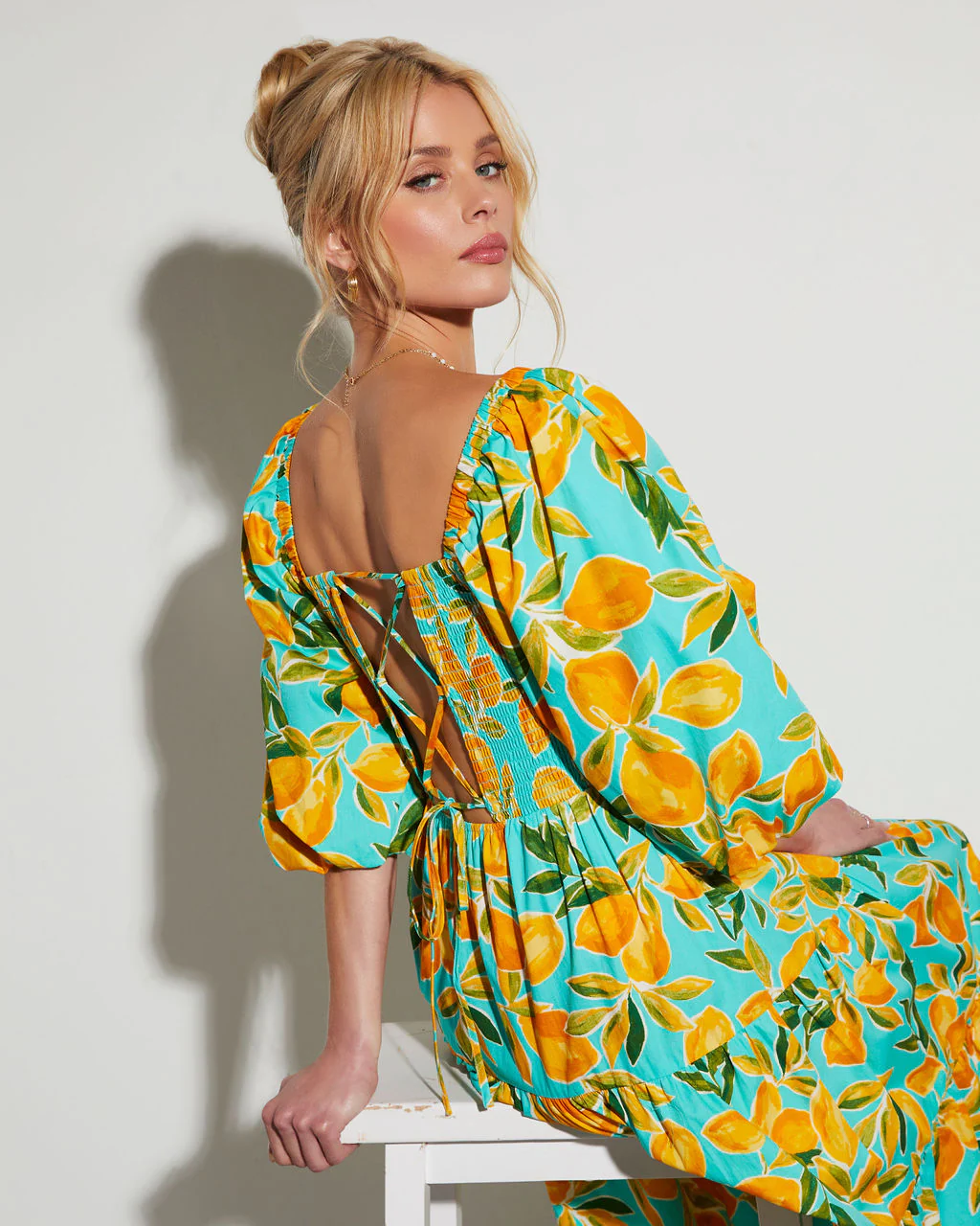 Summer in Amalfi Puff Sleeve Midi Dress