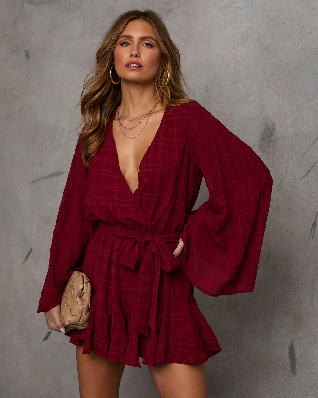 Silvianna Plaid Waist Tie Romper