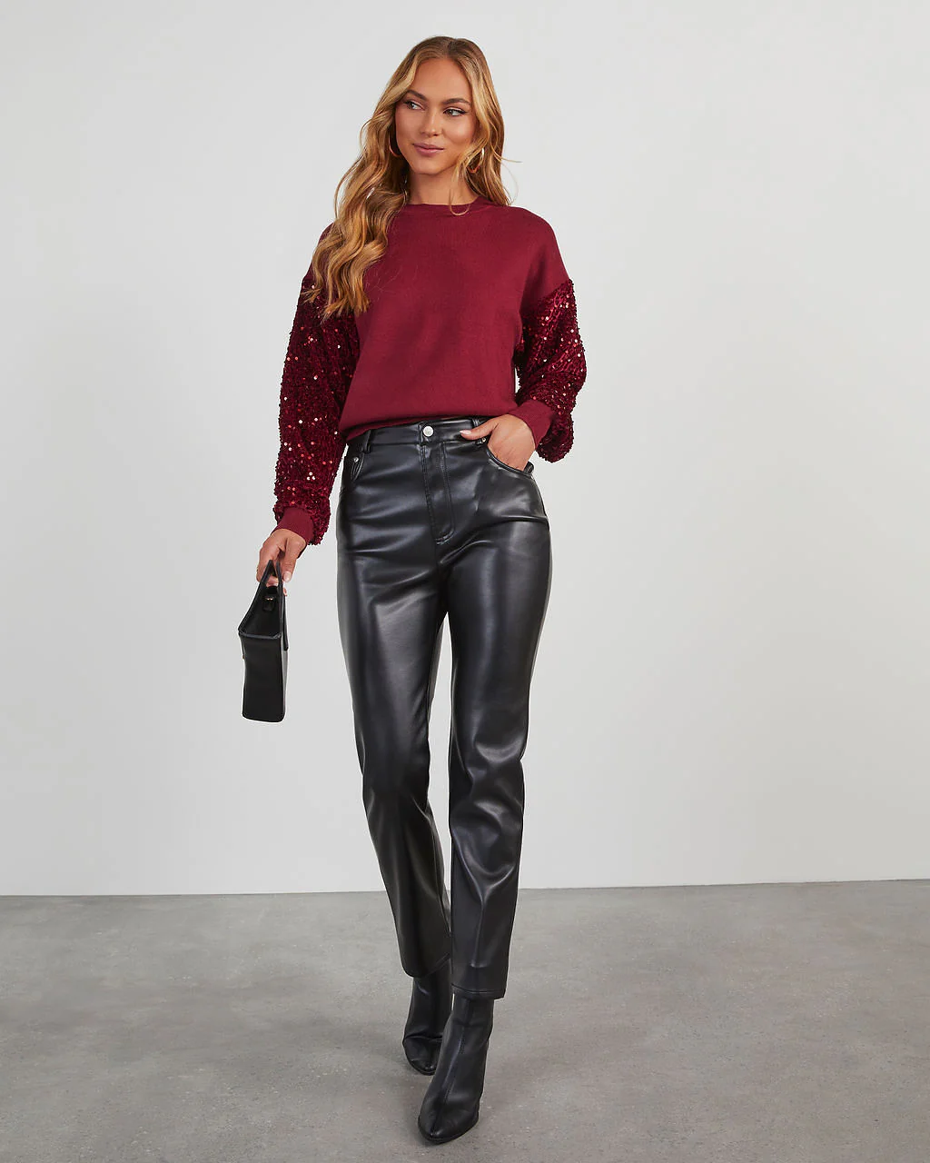 Yumi Contrast Sequin Knit Sweater