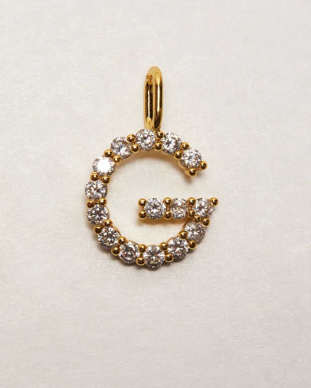 Initial Letter 14k Plated Rhinestone Charm