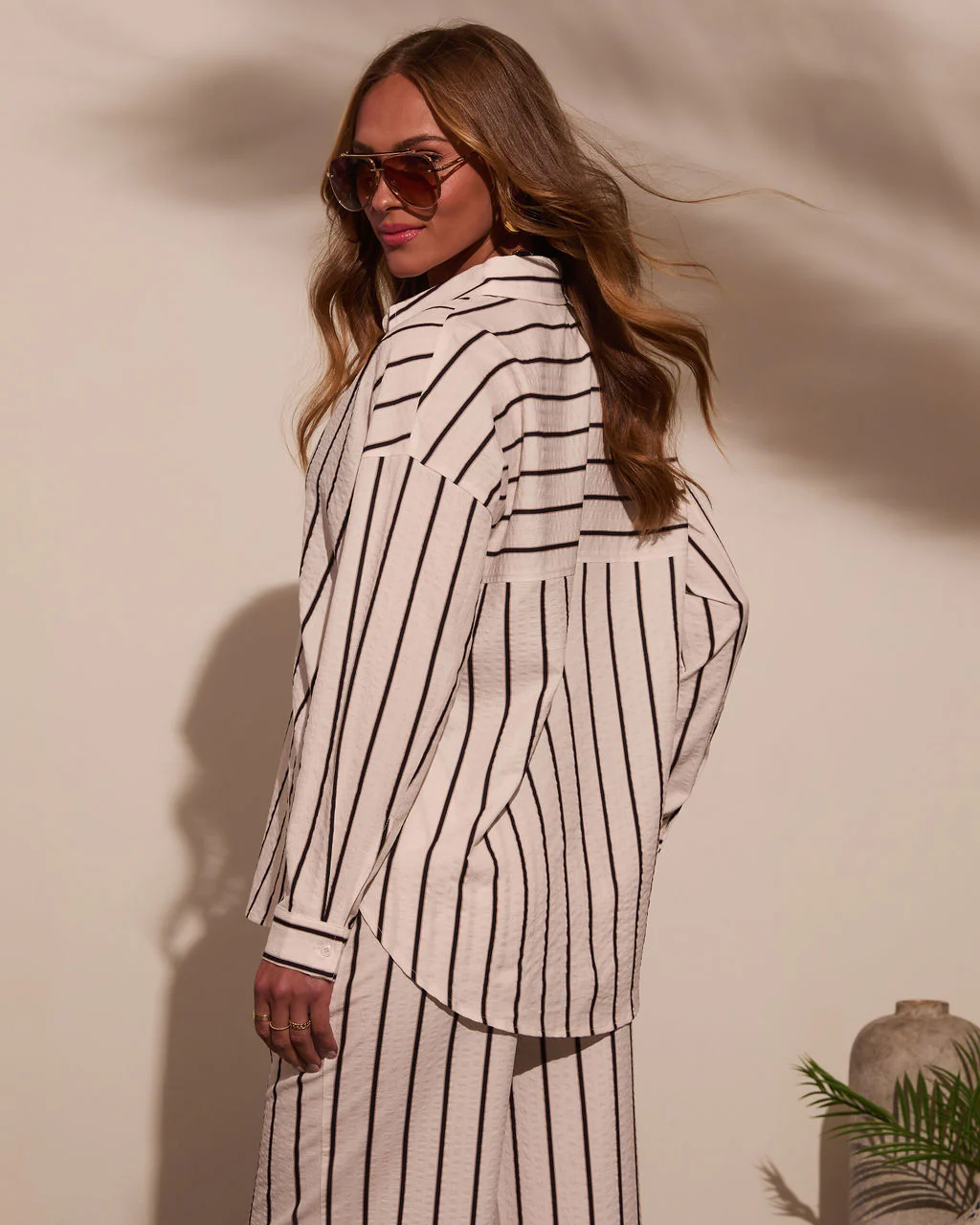 Josephina Striped Button Down Top