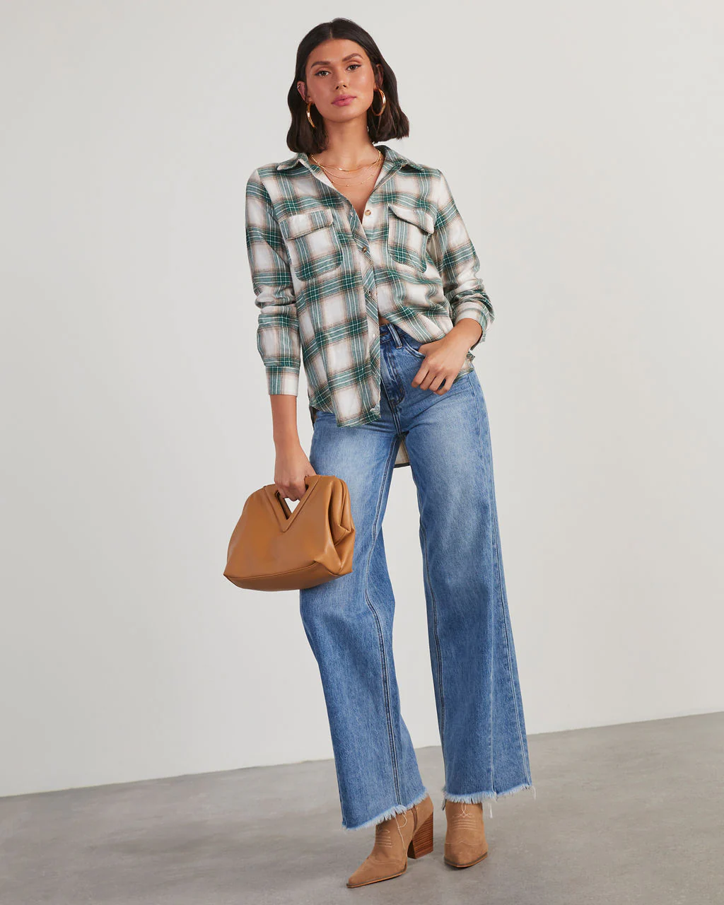 Bennett Plaid Utility Button Down Top