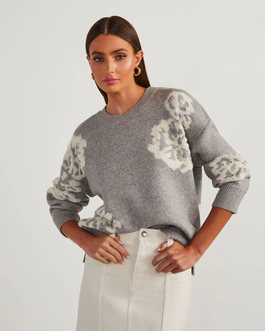 Copeland Floral Contrast Pullover Sweater
