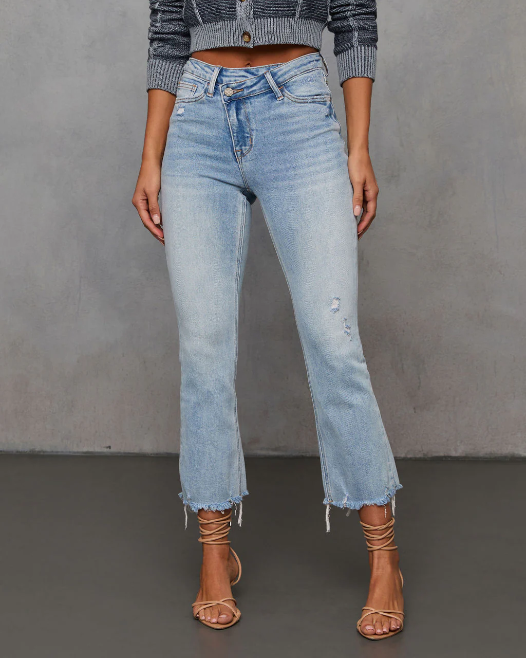 Olivia High Rise Cross Over Crop Flare Jeans
