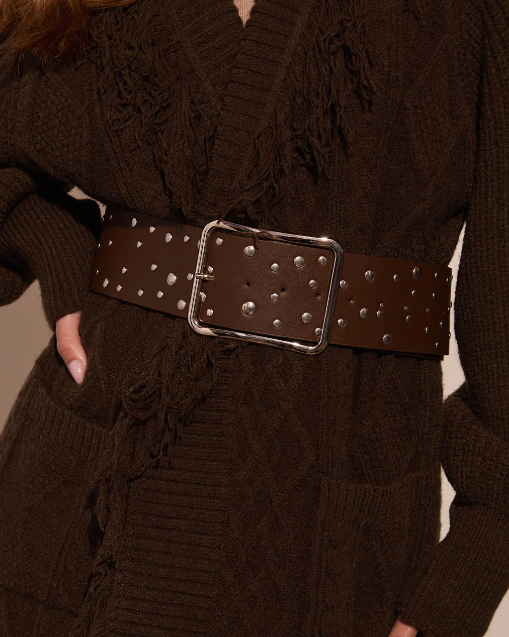 Rustic Ranch Studded Wide Leather Belt