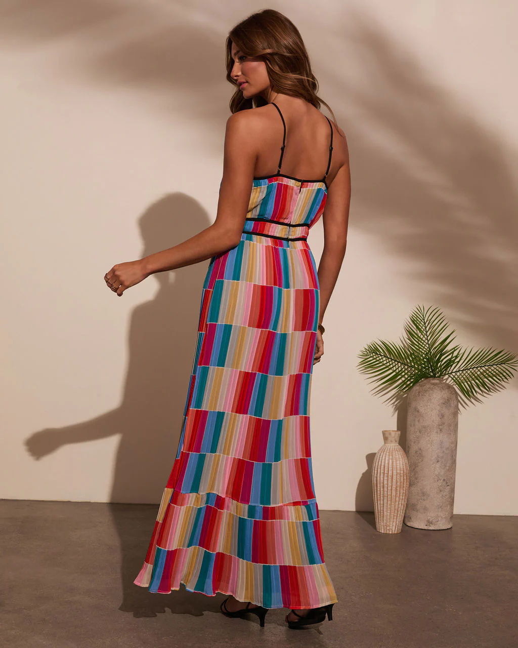 Kimber Abstract Pleated Maxi Dress