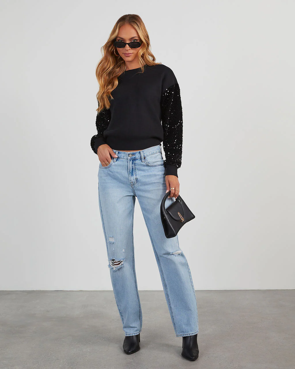 Yumi Contrast Sequin Knit Sweater