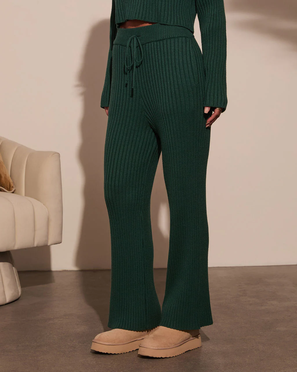 Alliena Ribbed Wide Leg Pants