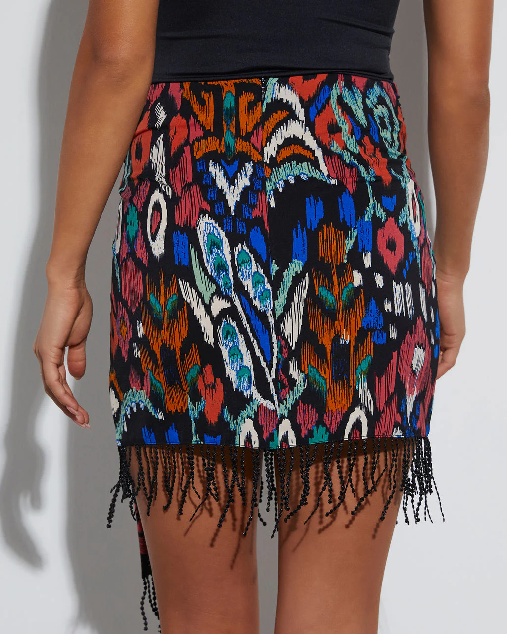 Isla Wrap Fringe Hem Mini Skirt