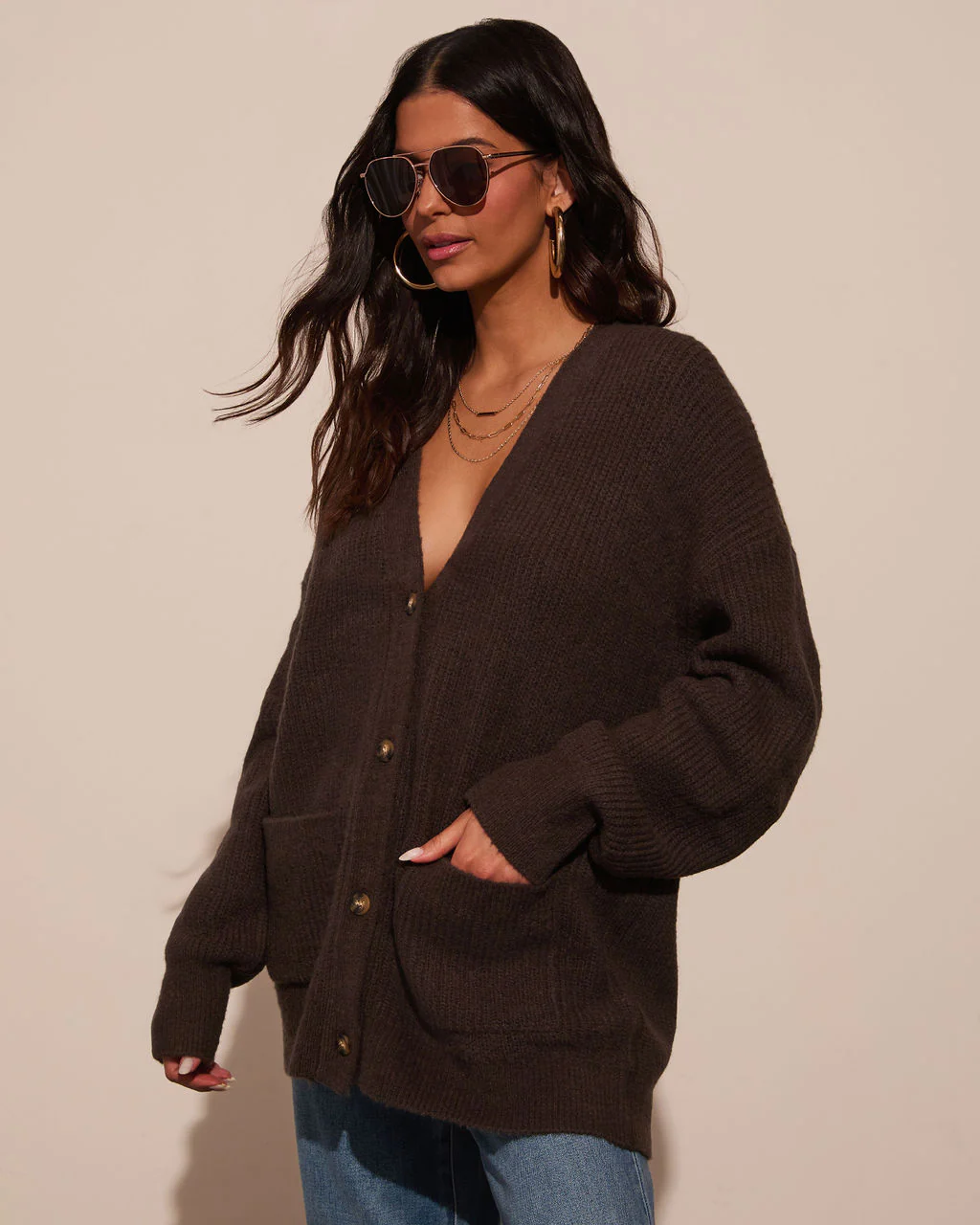 Warm Latte Oversized Cardigan