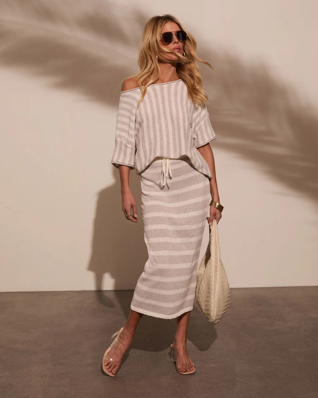 Mellow Mood Knit Drawstring Midi Skirt