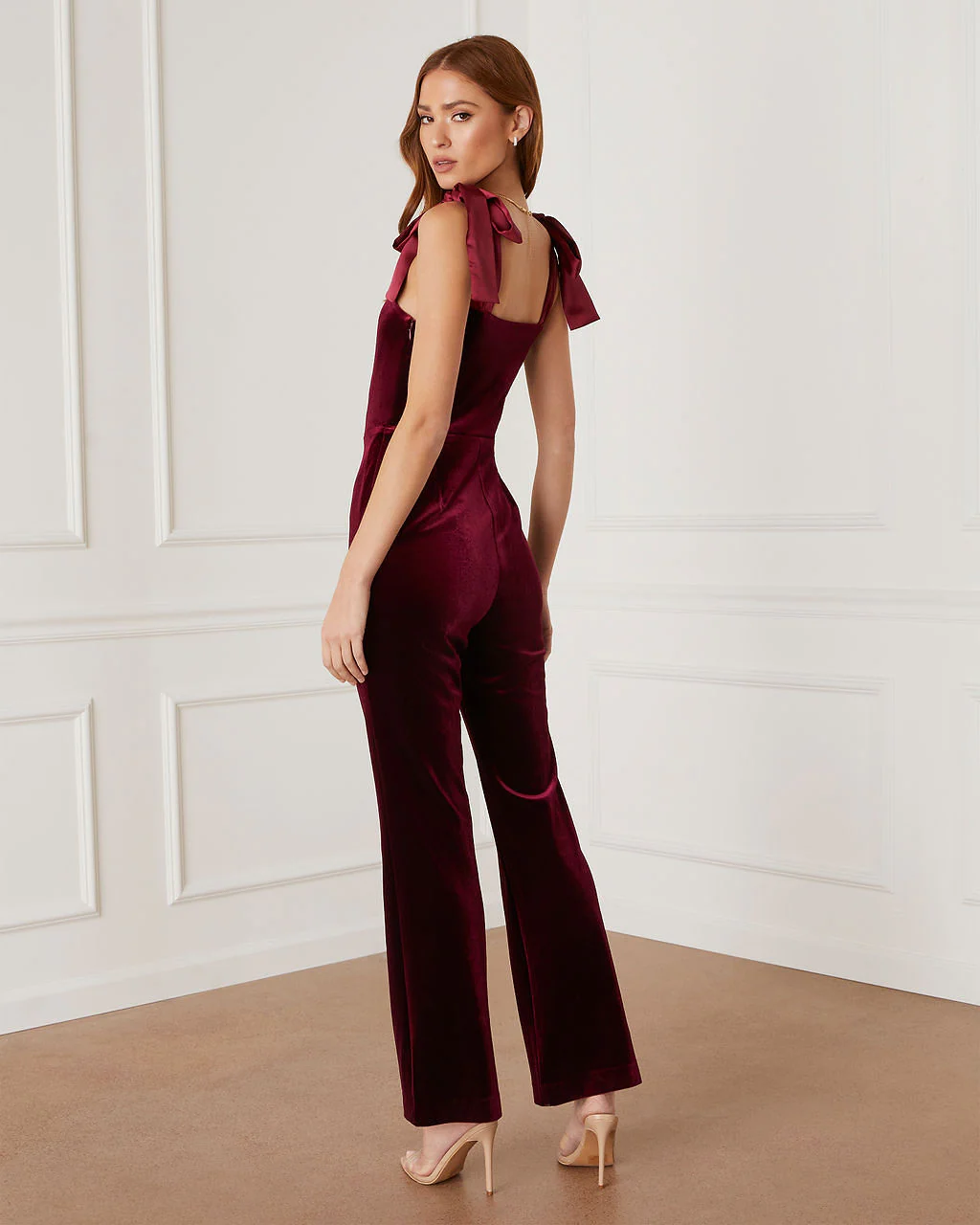 Logan Velvet Shoulder Tie Jumpsuit