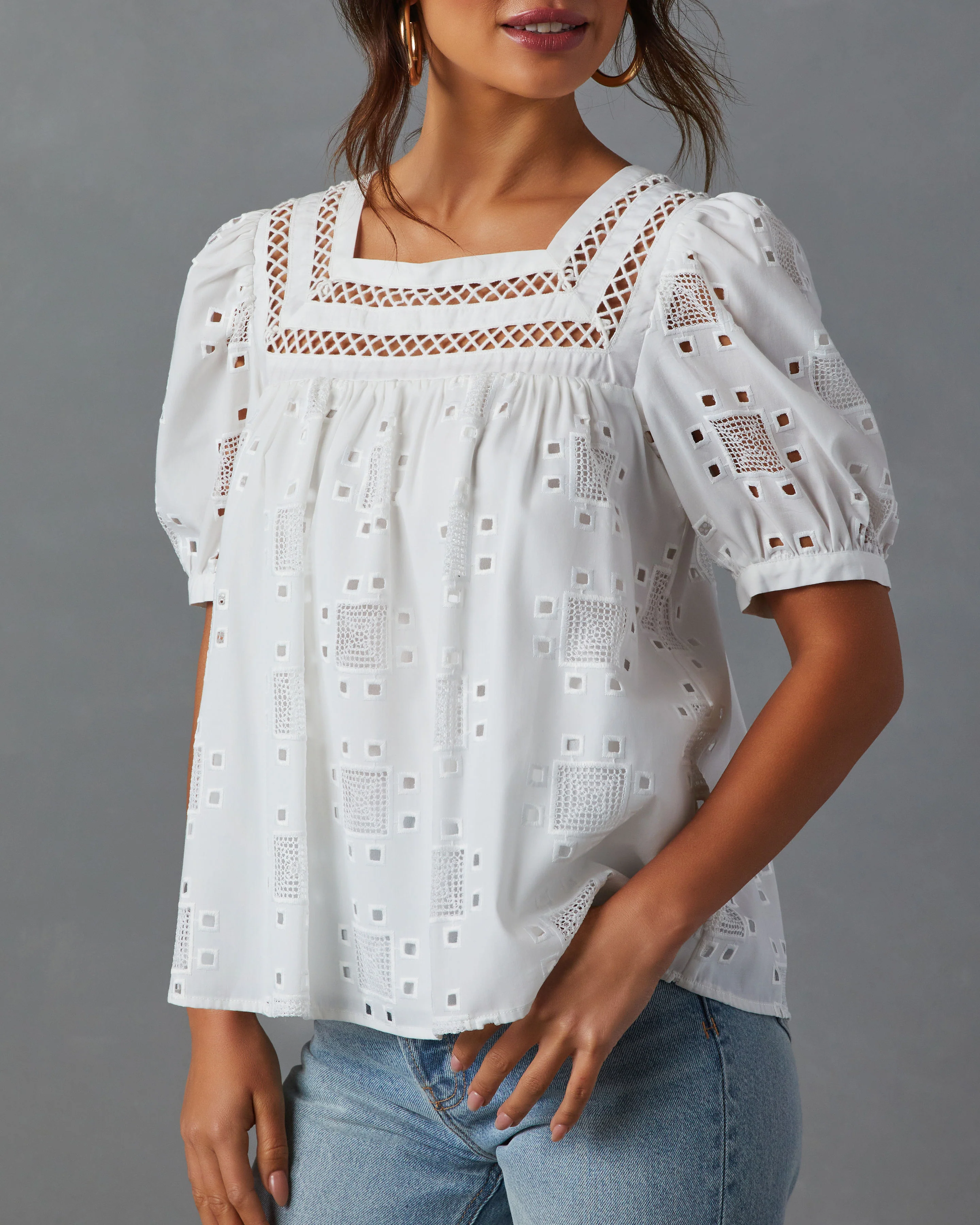 Patsy Square Neck Puff Sleeve Blouse