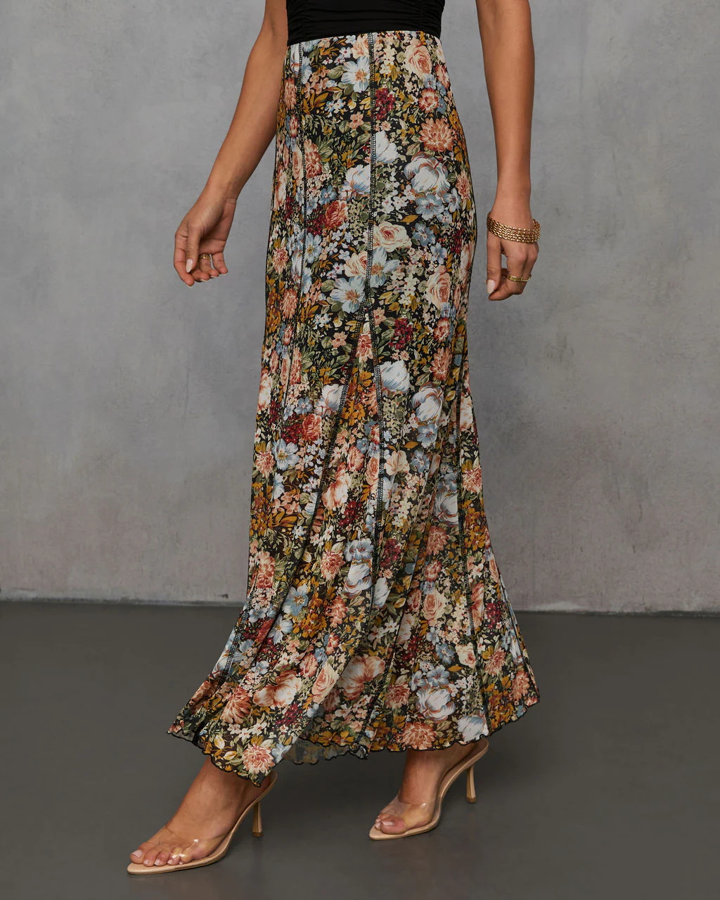 Gracie Mesh Floral Maxi Skirt
