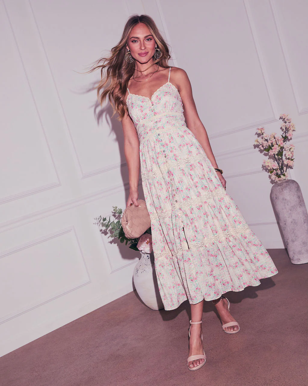 April Embrace Sweetheart Floral Midi Dress