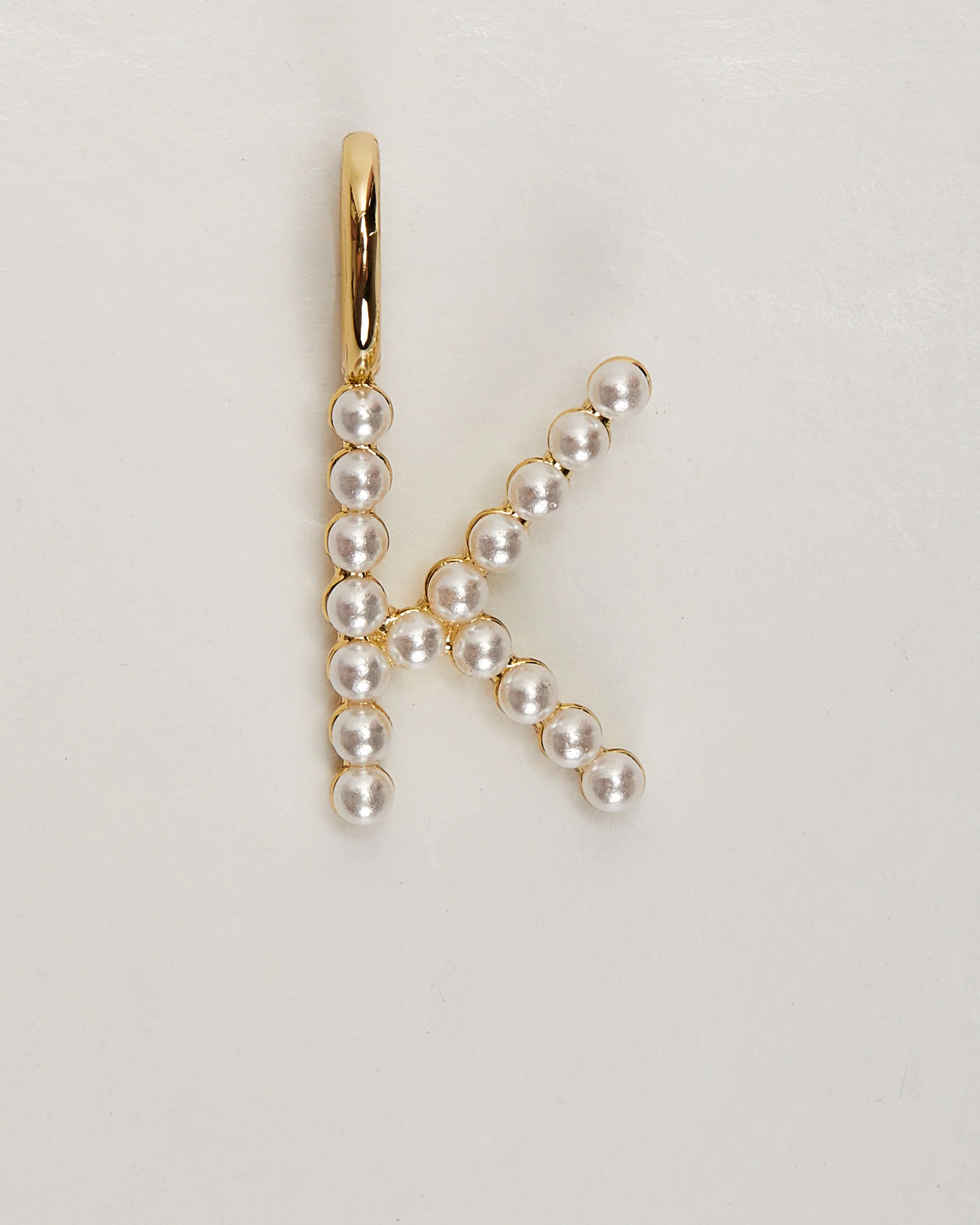 Pearl Letter 14k Plated Charm