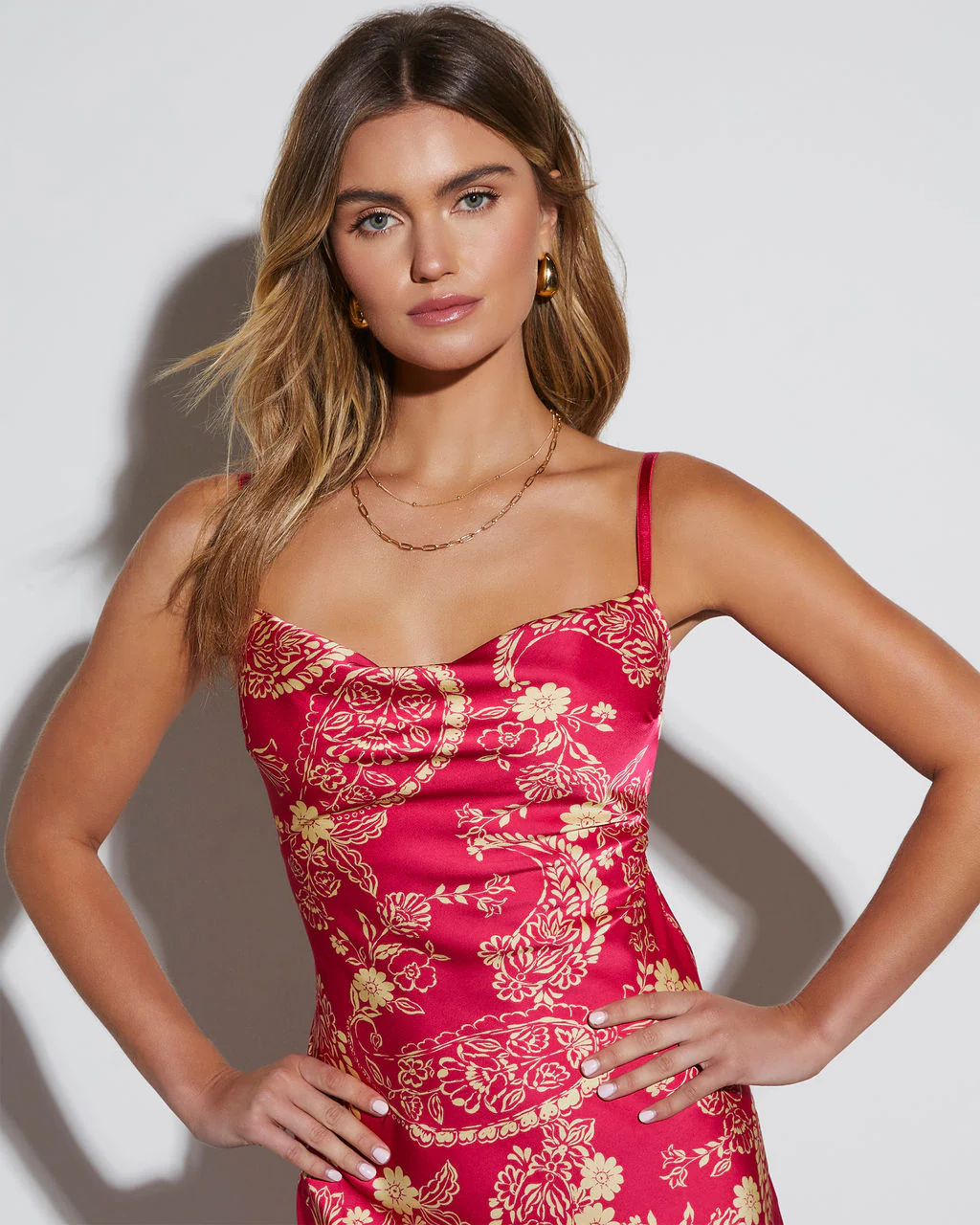 Destination Wedding Cowl Neck Slip Midi Dress