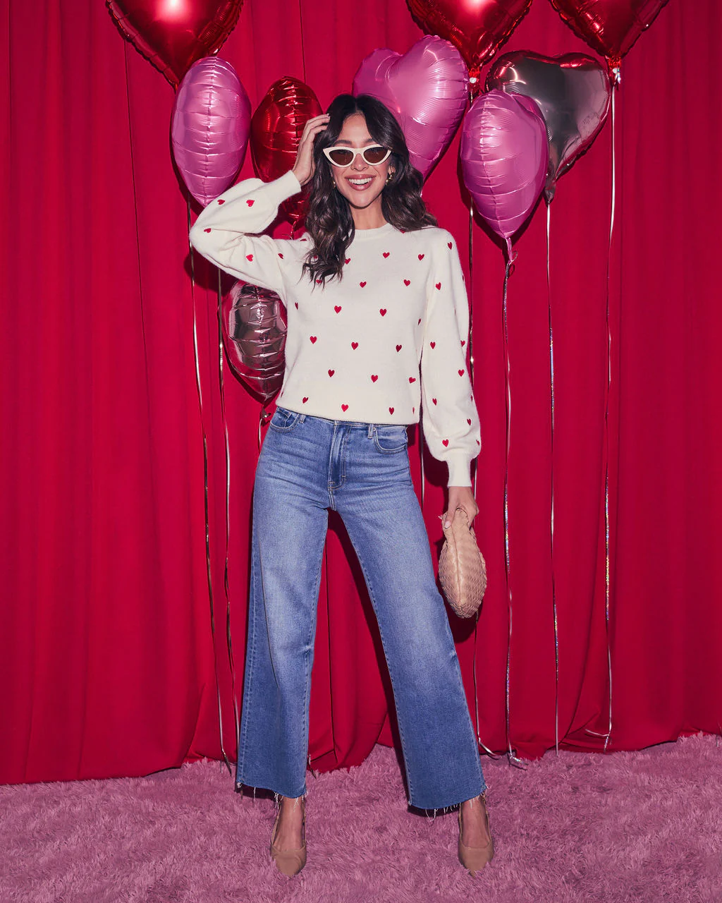 Lots To Love Embroidered Mini Heart Sweater