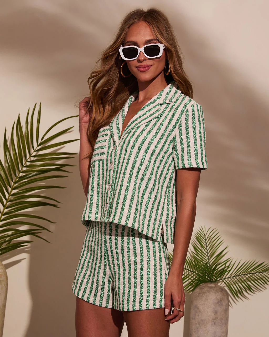 Fresh Feels Striped Collared Button Down Top