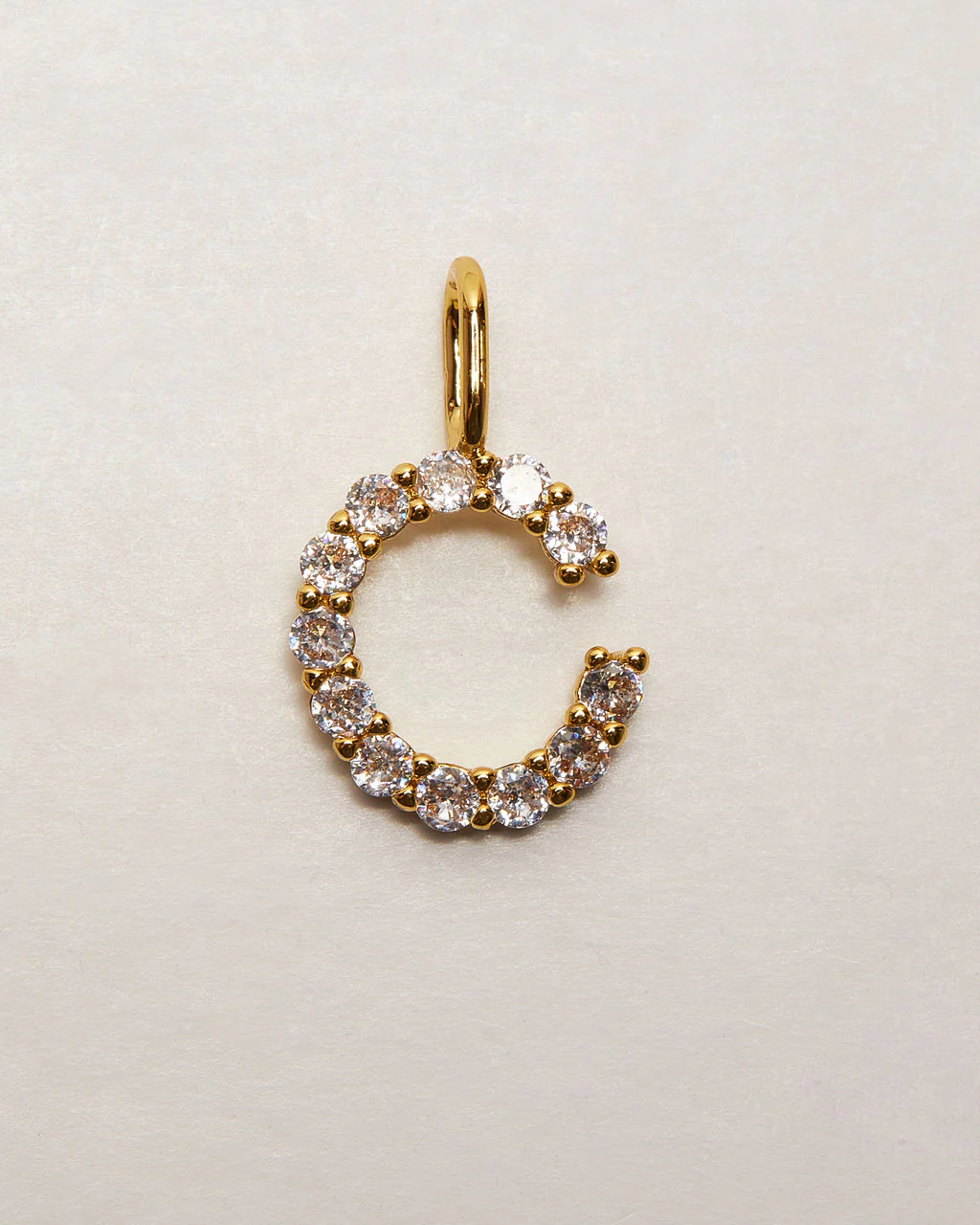 Initial Letter 14k Plated Rhinestone Charm