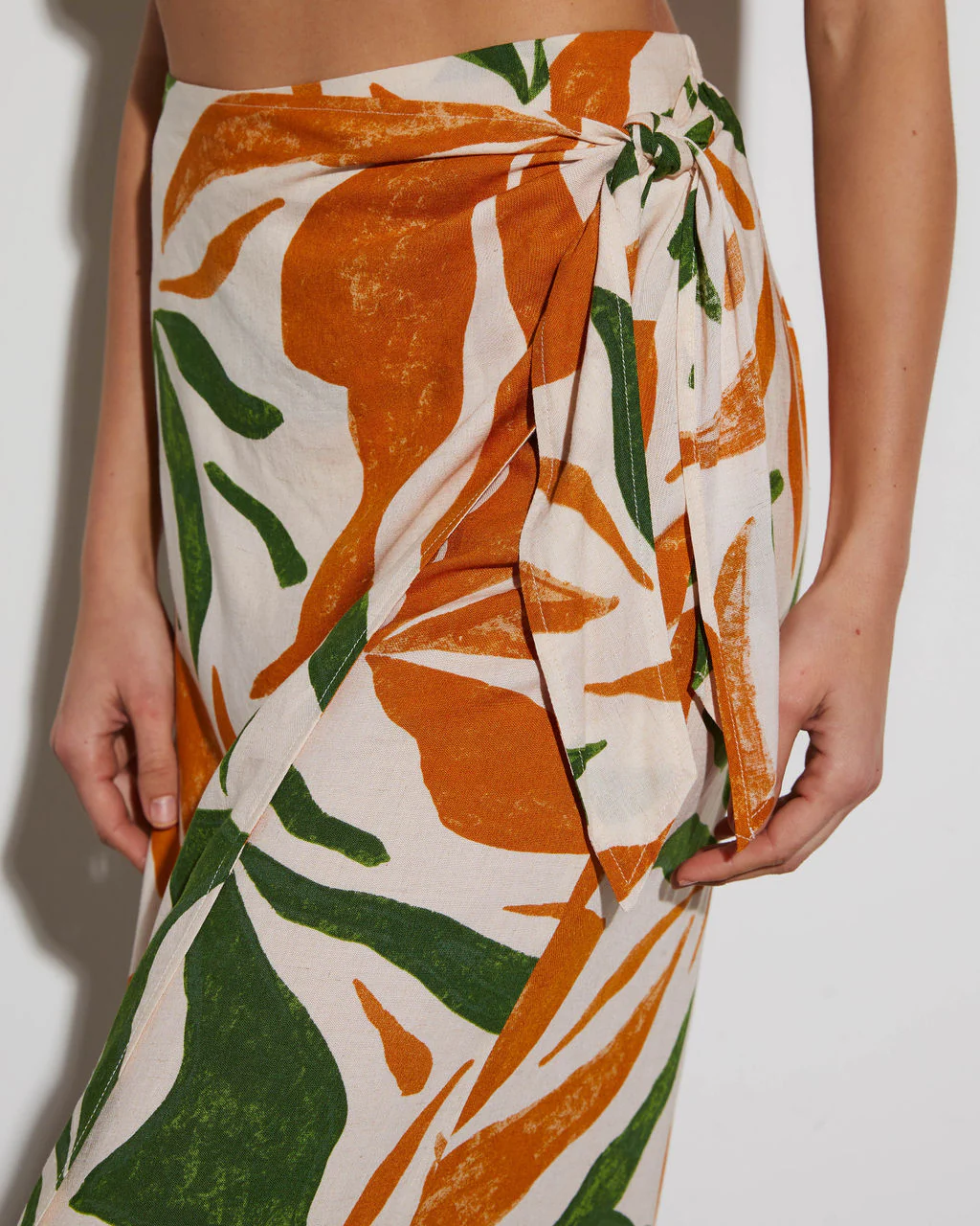 Rainforest Printed Wrap Midi Skirt